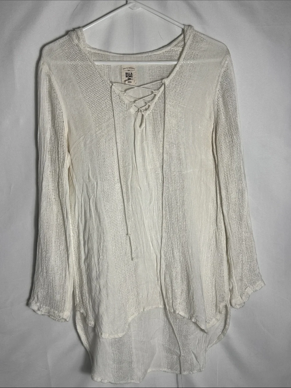 Billabong Same Story Off White Lace-Up Swimsuit Cover Up Size Medium